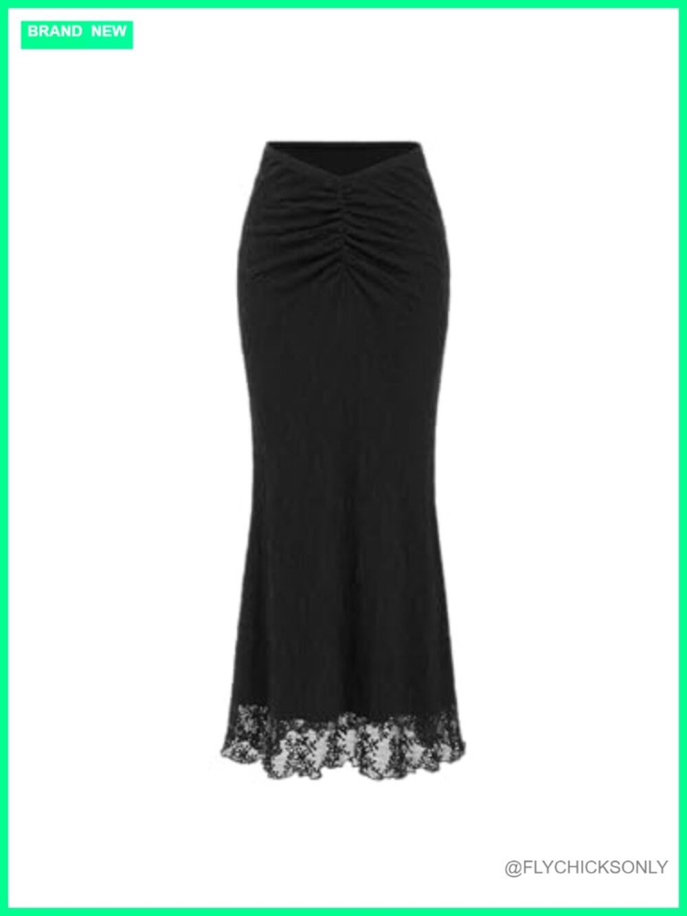 Women Floral Lace Mesh Bodycon Mermaid Maxi Skirt Ruched High Waisted Boho